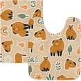 thumbnail image 1 of Dreamtimes Bathroom Rug Toiletry Mat Set Cartoon Capybaras Print, Soft Absorbent Bath Rug and U-Shaped Contour Toilet Rug, Non-Slip Bath Carpet Bath Mats for Bathroom 17.3"x13.4"+23.6"x15.7", 1 of 5