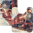 thumbnail image 1 of Dreamtimes Bathroom Rug Toiletry Mat Set Christmas Train Print, Soft Absorbent Bath Rug and U-Shaped Contour Toilet Rug, Non-Slip Bath Carpet Bath Mats for Bathroom 17.3"x13.4"+23.6"x15.7", 1 of 5