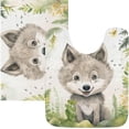 thumbnail image 1 of Dreamtimes Bathroom Rug Toiletry Mat Set Cute Wolf Forest Print, Soft Absorbent Bath Rug and U-Shaped Contour Toilet Rug, Non-Slip Bath Carpet Bath Mats for Bathroom 17.3"x13.4"+23.6"x15.7", 1 of 5