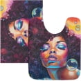 thumbnail image 1 of Dreamtimes Bathroom Rug Toiletry Mat Set Fashion African Woman Print, Soft Absorbent Bath Rug and U-Shaped Contour Toilet Rug, Non-Slip Bath Carpet Bath Mats for Bathroom 24"x16"+24"x20", 1 of 5