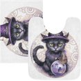 thumbnail image 1 of Dreamtimes Bathroom Rug Toiletry Mat Set Magic Halloween Cat Print, Soft Absorbent Bath Rug and U-Shaped Contour Toilet Rug, Non-Slip Bath Carpet Bath Mats for Bathroom 24"x16"+24"x20", 1 of 5