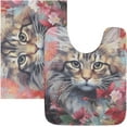 thumbnail image 1 of Dreamtimes Bathroom Rug Toiletry Mat Set Painting Longhair Cat Print, Soft Absorbent Bath Rug and U-Shaped Contour Toilet Rug, Non-Slip Bath Carpet Bath Mats for Bathroom 24"x16"+24"x20", 1 of 5