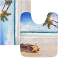 thumbnail image 1 of Dreamtimes Beach Palm Tree Starfish Seascape Bath Mat for Bathroom Shower U Shape Toilet Rugs Contour Carpet Set, Fluffy Absorbent & Machine Washable, 2 Piece, 1 of 6