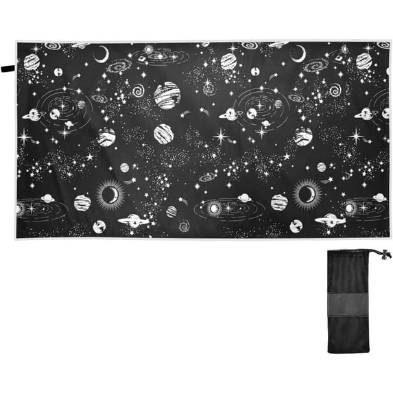 Dreamtimes Beach Towels Galaxy Star Camping Towels Black Sand Free Beach Towel, 30"x60" Large Beach Towels Quick Dry Bath Travel Towels Pool Yoga Beach Mat for Men Women