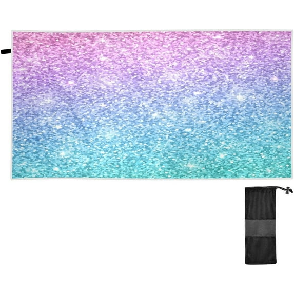Dreamtimes Beach Towels Glitter Sparkle Camping Towels Sparkling Sand Free Beach Towel, 30"x60" Large Beach Towels Quick Dry Bath Travel Towels Pool Yoga Beach Mat for Men Women
