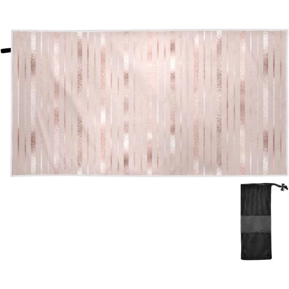 Dreamtimes Beach Towels Rose Gold Stripe Camping Towels Sand Free Beach Towel, 30"x60" Large Beach Towels Quick Dry Bath Travel Towels Pool Yoga Beach Mat for Men Women