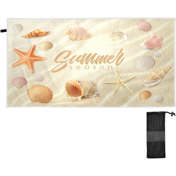 Dreamtimes Beach Towels Summer Beach Realistic Seashells Camping Towels Starfishes Sea Ocean Coast Sand Free Beach Towel, 30"x60" Large Beach Towels Quick Dry Bath Travel Towels Pool Yoga Beach Mat fo