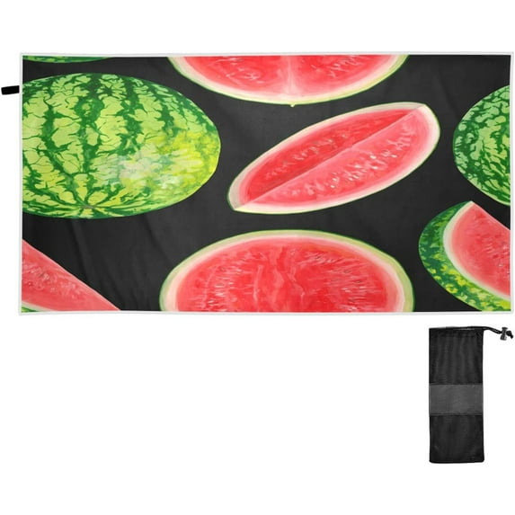 Dreamtimes Beach Towels Summer Tropical Watermelon Camping Towels Fresh Fruits Sand Free Beach Towel, 30"x60" Large Beach Towels Quick Dry Bath Travel Towels Pool Yoga Beach Mat for Men Women