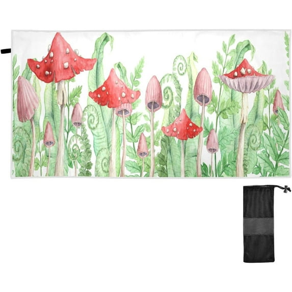 Dreamtimes Beach Towels Watercolor Vegetable Camping Towels Mushrooms Sand Free Beach Towel, 30"x60" Large Beach Towels Quick Dry Bath Travel Towels Pool Yoga Beach Mat for Men Women
