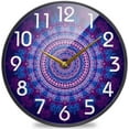 thumbnail image 1 of Dreamtimes Beautiful Boho Mandala Pattern Round Wall Clock, 12 Inch Silent Battery Operated Quartz Analog Quiet Desk Clock for Home,Office,School, 1 of 7
