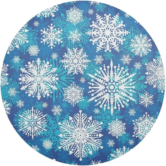 Dreamtimes Beautiful Christmas Snowflakes Placemats Set of 1 Non-Slip Heat Resistant Dining Table Place Mats Washable Kitchen PVC Weave Table Mats