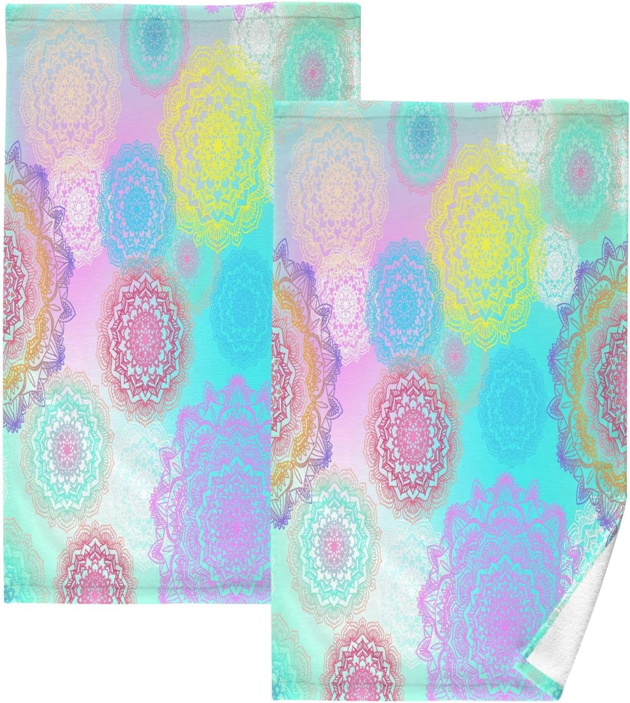 Dreamtimes Beautiful Colorful Mandala Print Pure Cotton Hand Towels for ...