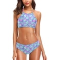 thumbnail image 1 of Dreamtimes Beautiful Lifelike Mermaid Tail Scale Cute Swimsuit Swimwear for Woman Girls 2 Pcs High Waisted Sexy Bikini Set, Large, 1 of 7