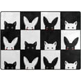 thumbnail image 1 of Dreamtimes Black White Cat Rabbit Chess Board Lightweight Carpet Mats, 6'8" x 4'10" Area Soft Rugs Floor Mat Rug Home Decoration for Kids Room Living Room, 80"x 58", 1 of 6