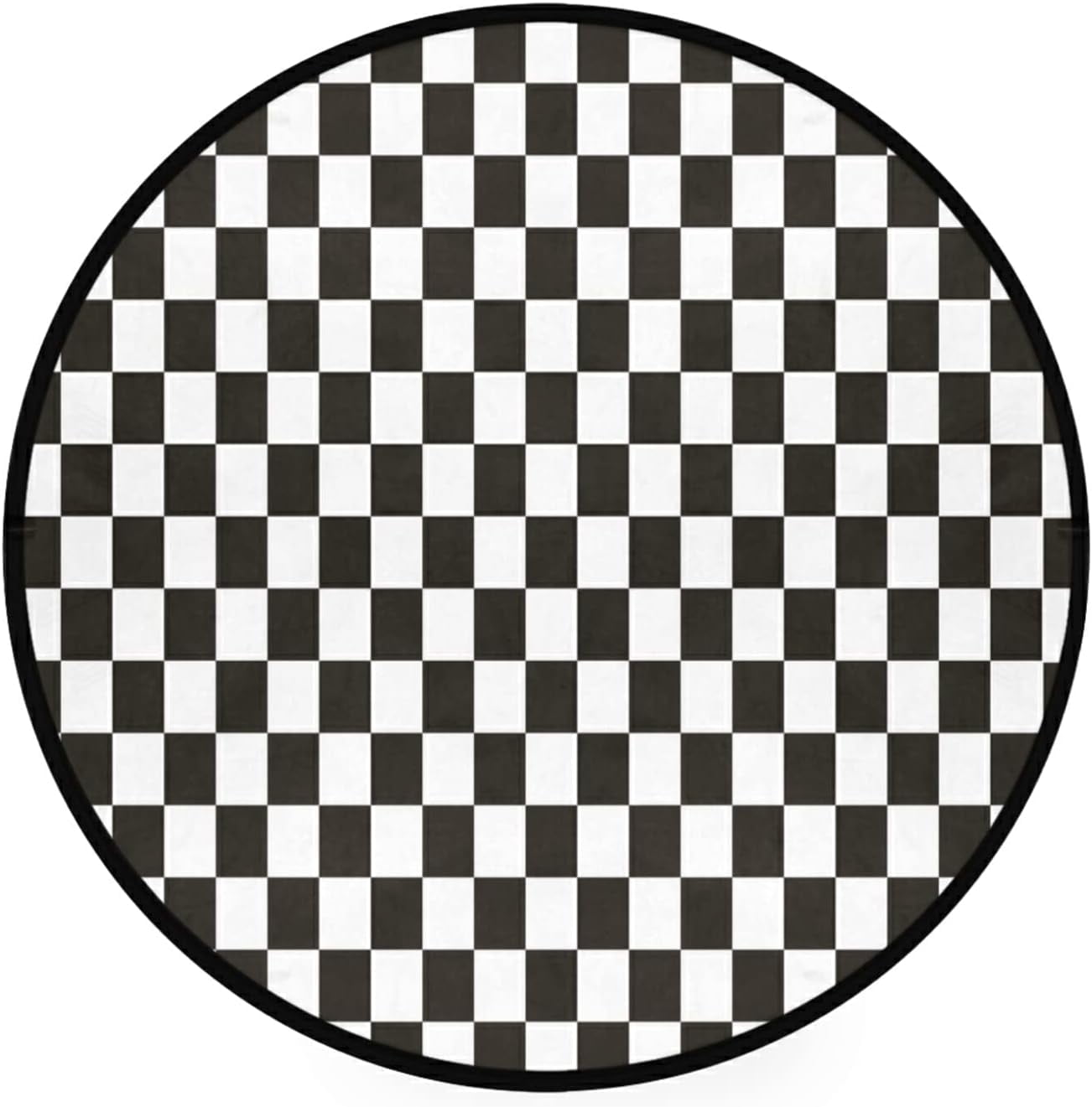 Dreamtimes Black and White Checkerboard Round Area Rug 3Ft Small Round ...