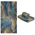 thumbnail image 1 of Dreamtimes Blue Gold Marbling 3 Piece Bathroom Towel Set – Soft, Absorbent and Eco-Friendly – Includes 1 Bath Towel, 1 Face Towel/Washcloth, 1 Hand Towel, 1 of 6