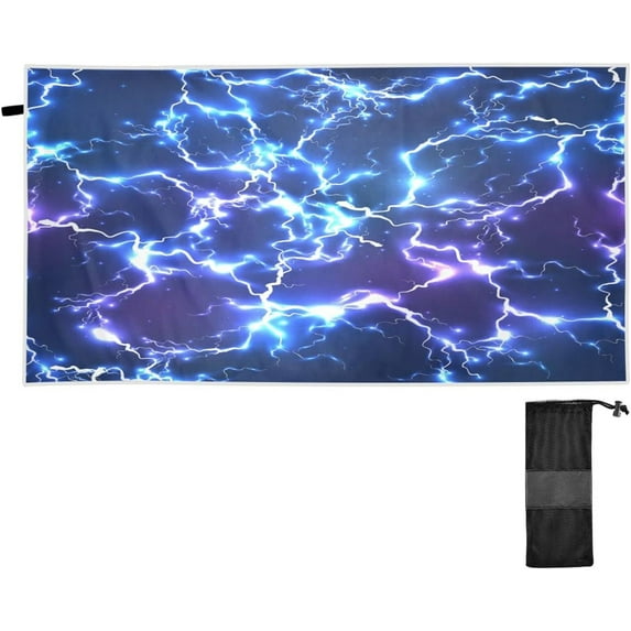 Dreamtimes Blue Lightning Beach Towel,Absorbent Quick Dry Sport Towel Oversized Lightweight Soft Bath Towel for Travel Sports Pool Swimming Bath Camping 31x71in