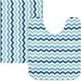 thumbnail image 1 of Dreamtimes Blue Mint Chevron Bathroom Rug Set 2PCS Ultra Soft Bath Rugs, Non Slip Absorbent Shaggy Bath Mat Set with U-Shaped Toilet Mat (16" x 24" & 20" x 24"), 1 of 6