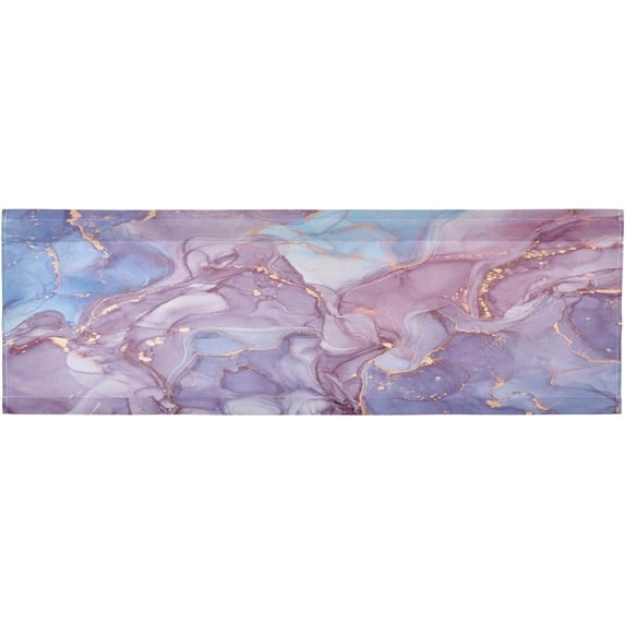 Dreamtimes Blue Purple Marble Texture Valance Curtains for Kitchen or Bathroom, 54x18in Valances Window Treatment Rod Pocket Drape Light Filtering Living Room Bedroom Decor