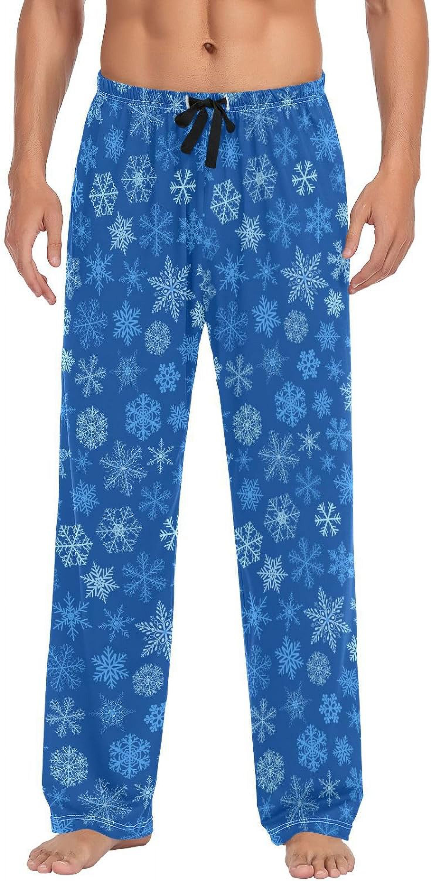 Dreamtimes Blue Snowflakes Pajama Pants Men's Drawstring Lounge Pants