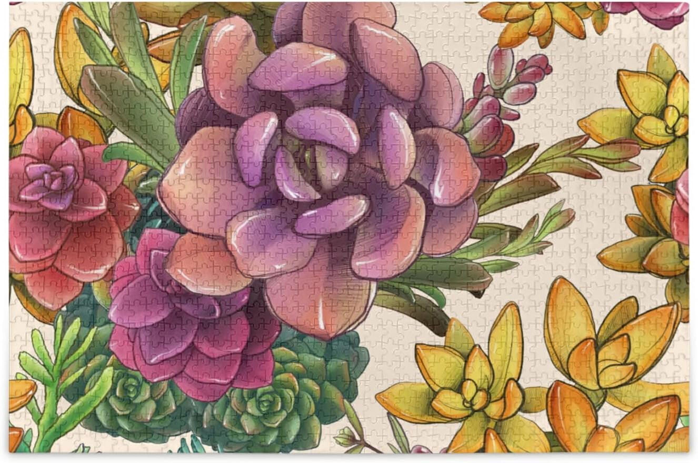 Galison Sukkulenten Puzzle – 500 Teile, Farbenfrohes Pflanzen-Motiv, 50x50 Cm Fertig