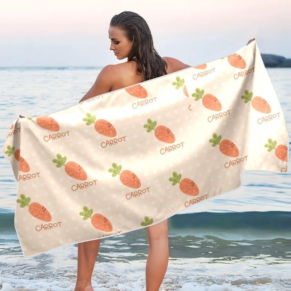 Dreamtimes Carrots Small Dots Beach Towel Quick Dry Absorbent Bath Towels Sandproof Lightweight Towel for Gym Yoga Sports Swimming- 30x60in