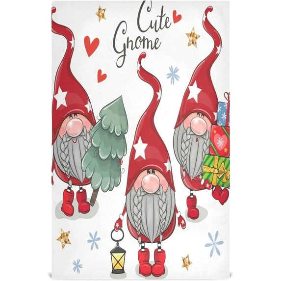 Dreamtimes Cartoon Christmas Gnome Kitchen Dish Towels 1 Piece,Absorbent Soft Dishcloths Towels Reusable Hand Towels Quick Drying Cleaning Cloth, Tea Towels,18" x 28"