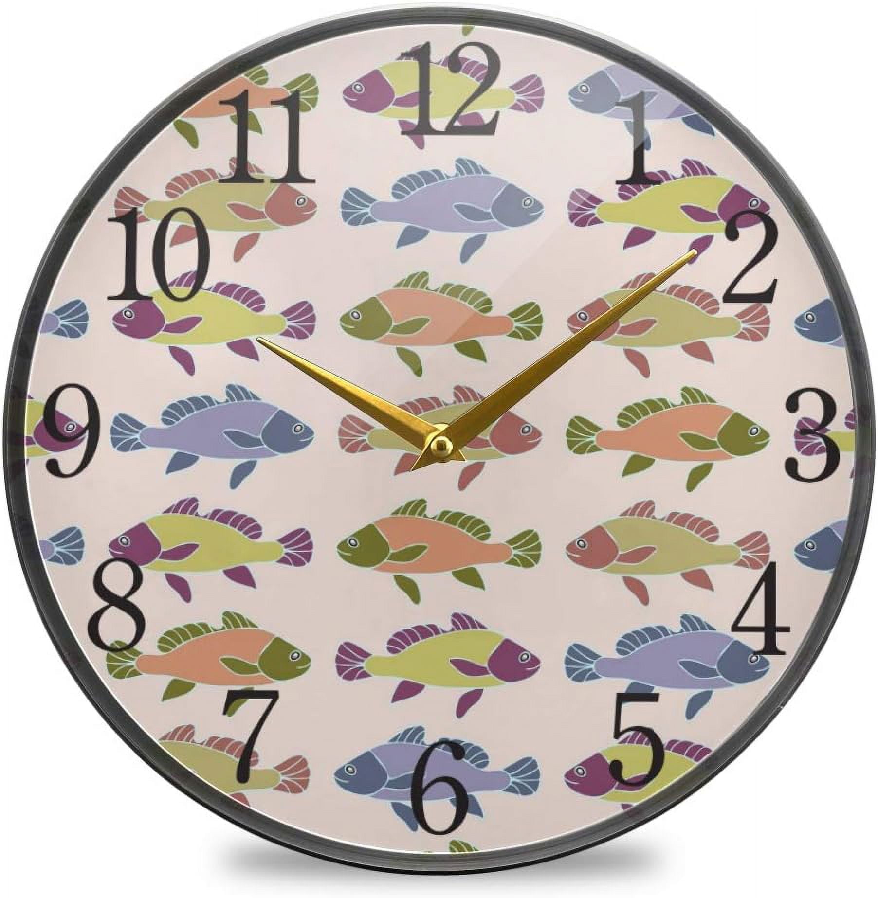Dreamtimes Cartoon Fish Cute Pattern Wall Clock Silent Non Ticking 10 ...