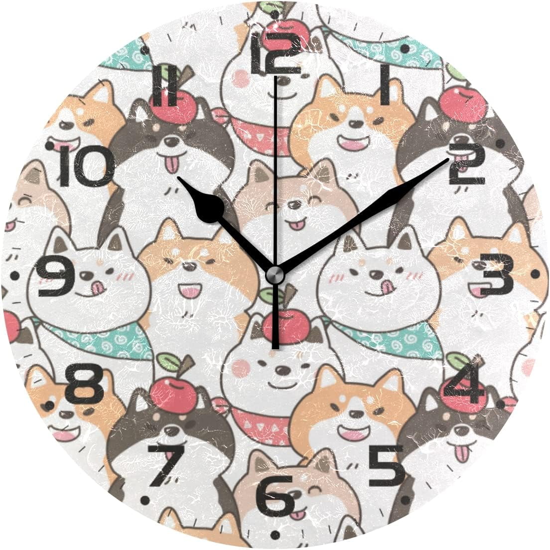 Dreamtimes Cartoon Shiba Inu Dog Wall Clock, 10 Inch Silent Non Ticking ...