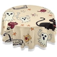 thumbnail image 1 of Dreamtimes Cat Ghost Halloween Round Tablecloth 60", Waterproof Stain and Wrinkle Resistant Washable Decorative Table Covers for Kitchen Dining Tabletop Party Outdoor Picnic, 1 of 7