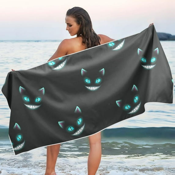 Dreamtimes Cheshire Cat Texture Beach Towel Quick Dry Absorbent Bath Towels Sandproof Lightweight Towel for Gym Yoga Sports Swimming- 30x60in