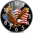 thumbnail image 1 of Dreamtimes Chic American Flag in Vulture Round Wall Clock, 12 Inch Silent Battery Operated Quartz Analog Quiet Desk Clock for Home,Office,School, 1 of 7