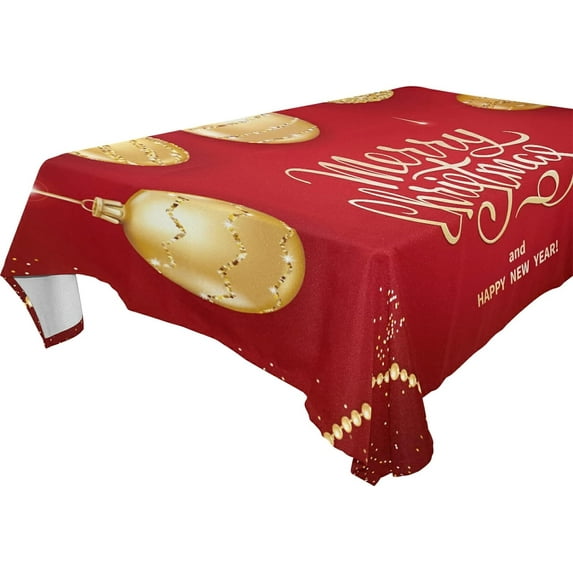 Dreamtimes Christmas Balls Tablecloth, Waterproof Washable Polyester Square Table Cover, Durable Tablecloth for Kitchen Dining Table Party Decor ( 60"x 90")