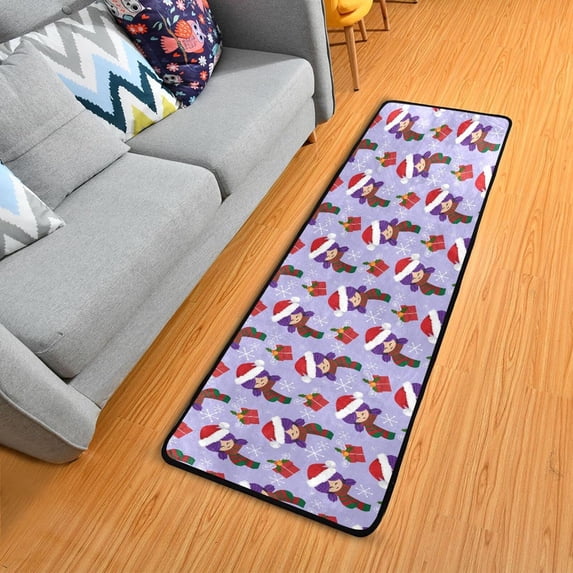 Dreamtimes Christmas Cute Girl Hallway Runner Rug 2'x6' Kitchen Rug with Rubber Backing Winter Snowflake Non Slip Entryway Rug Runner Washable Soft Area Rug for Hallway Bedroom Kitchen Decor