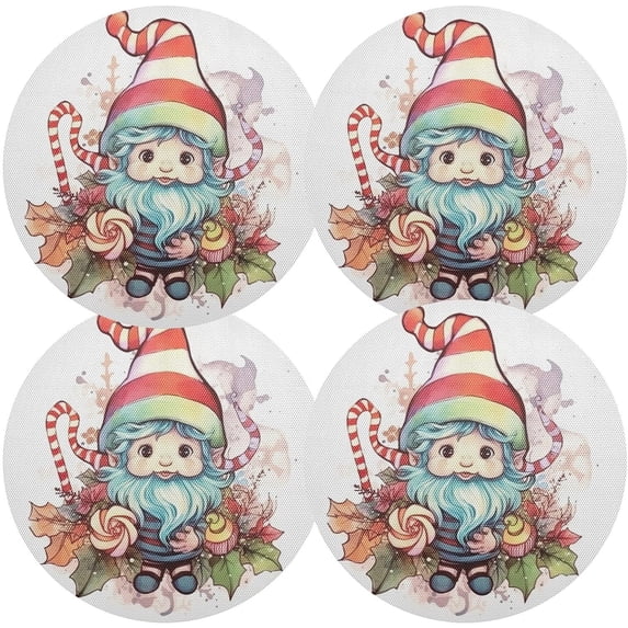 Dreamtimes Christmas Cute Gnome Placemats Set of 4 Non-Slip Heat Resistant Dining Table Place Mats Washable Kitchen PVC Weave Table Mats