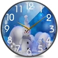thumbnail image 1 of Dreamtimes Christmas Cute Snowman Decor Balls Snowflakes Round Wall Clock, 12 Inch Silent Battery Operated Quartz Analog Quiet Desk Clock for Home,Office,School, 1 of 7