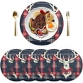thumbnail image 1 of Dreamtimes Christmas Deer Placemats Set of 6 Non-Slip Heat Resistant Dining Table Place Mats Washable Kitchen PVC Weave Table Mats, 1 of 6