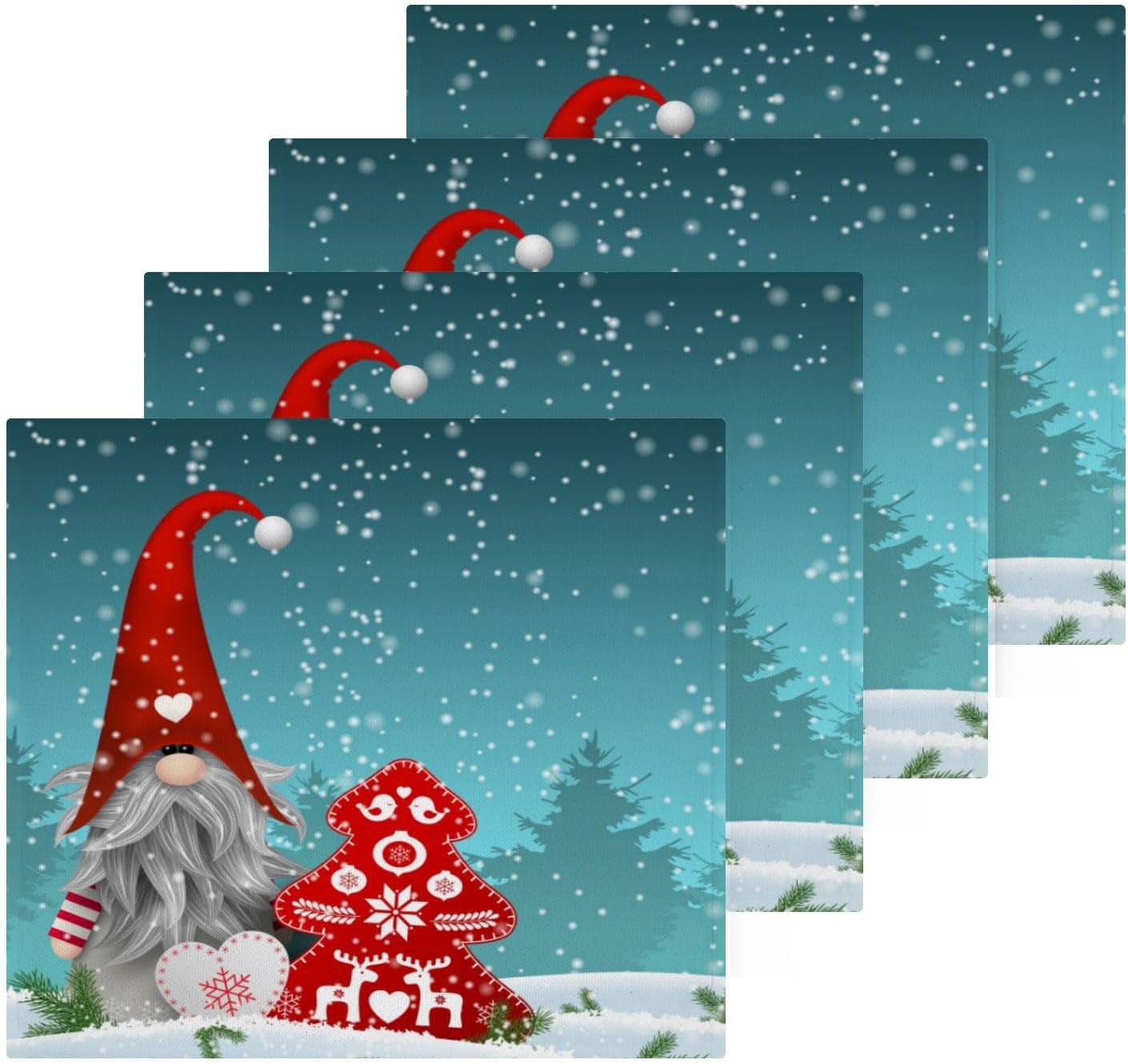 Dreamtimes Christmas Gnome Snowflake Washcloths Set of 4, Highly