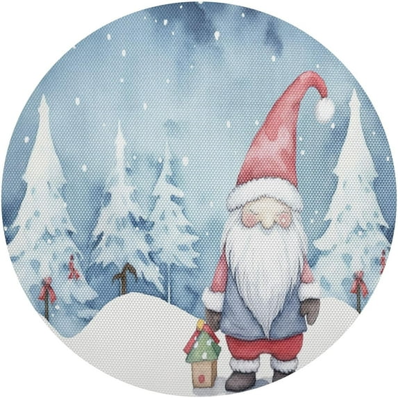 Dreamtimes Christmas Green Gnome Placemats Set of 1 Non-Slip Heat Resistant Dining Table Place Mats Washable Kitchen PVC Weave Table Mats