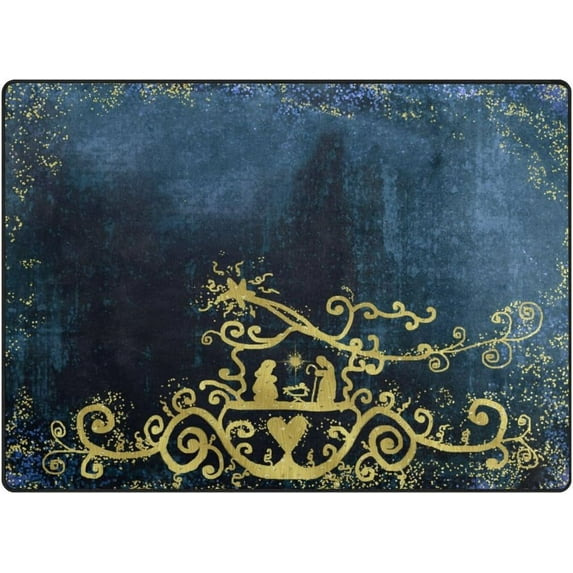 Dreamtimes Christmas Nativity Scene 80 x 58 inches Lightweight Soft Area Rug Mat Indoor Floor Rugs Home Decoration for Kids Room Living Room