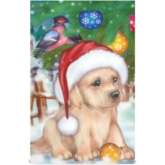 Dreamtimes Christmas Puppy Dog Kitchen Towels Set of 1 Dishcloths Hand Towels Tea Towels Ultra Absorbent for Cleaning Washing Drying Dishes Tableware 28'' x 18''