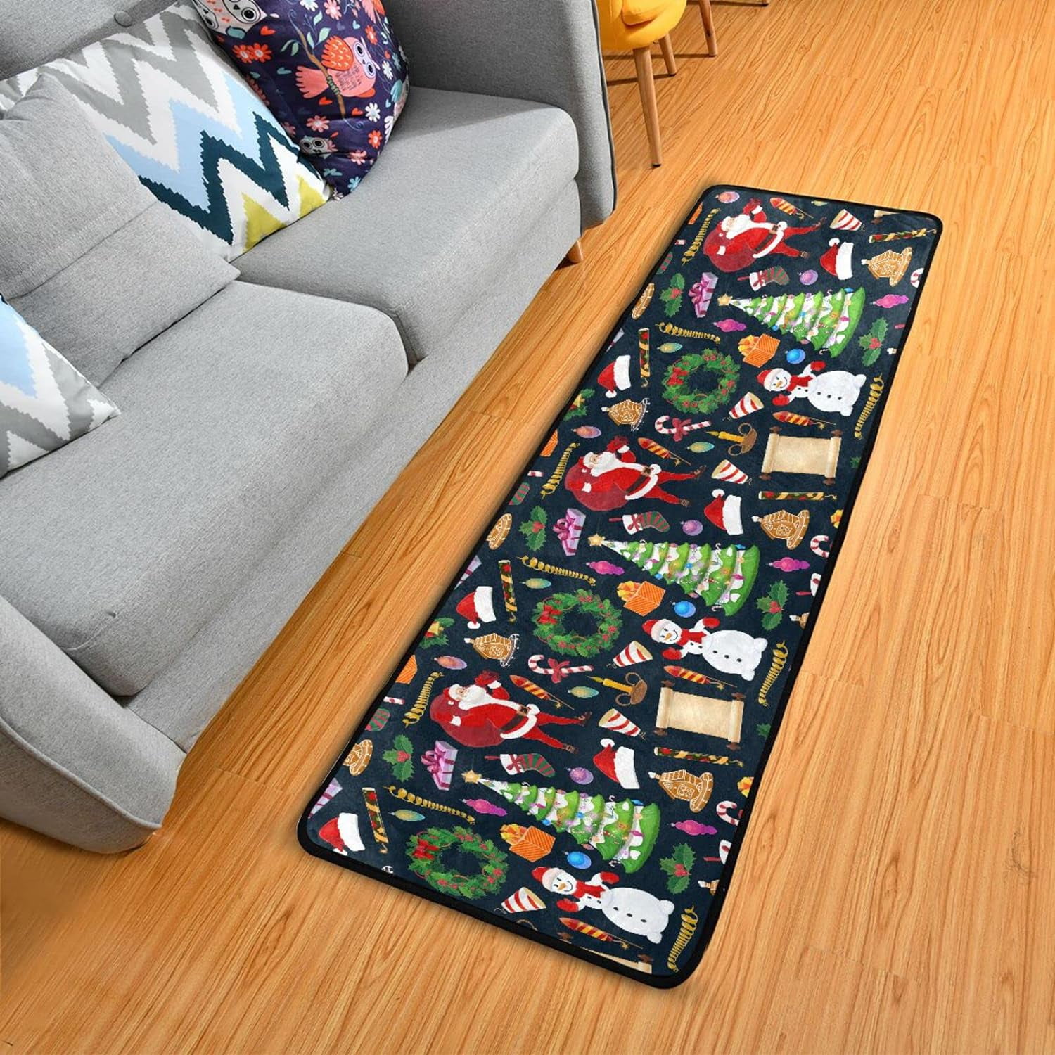 Dreamtimes Christmas Santa Claus Snowman Hallway Runner Rug 2'x6 ...