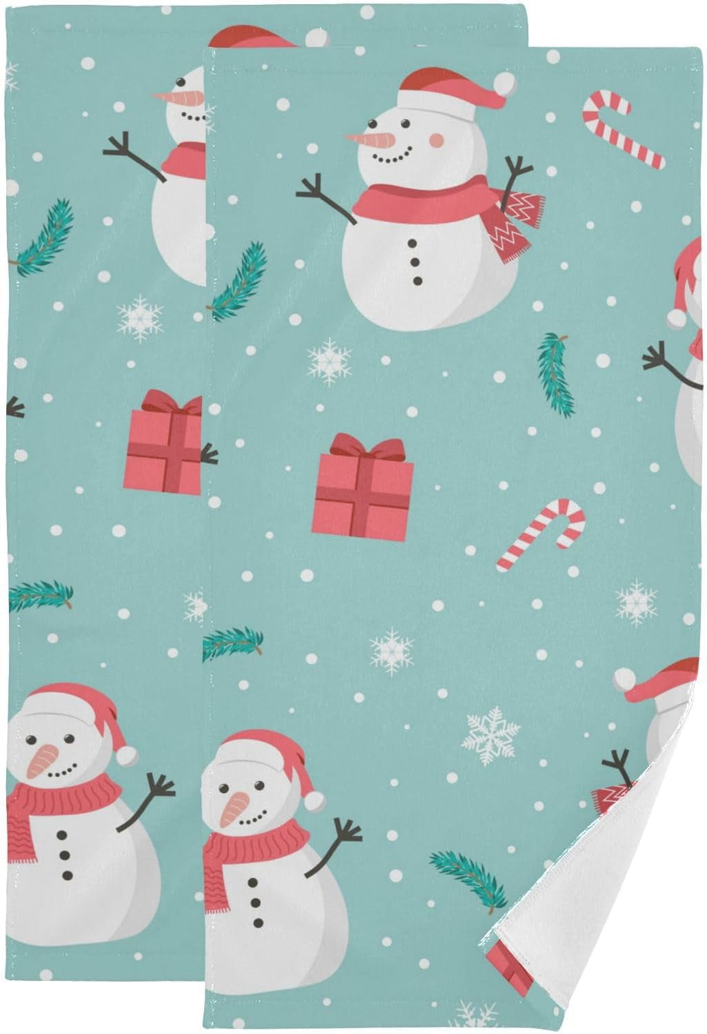 Dreamtimes Christmas Snowman Hand Towel Set of 2, Highly Absorbent Soft