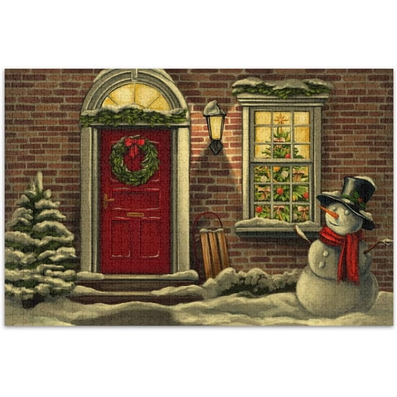 Dreamtimes Christmas Snowman Jigsaw Puzzles 500 Piece for Adults Large Puzzle Game Challenging Family Puzzle Game for Adults Teens 20.5" x 14.9"