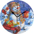 thumbnail image 1 of Dreamtimes Christmas Snowman Wall Clock, 10 Inch Silent Non Ticking Round Clock Oil Painting Clock Easy to Read Clock for Living Room Bedroom Bathroom Home Decor, 1 of 7