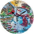 thumbnail image 1 of Dreamtimes Christmas Snowman Wall Clock, Silent Non Ticking Battery Operated Creative Decorative Round Clock for Kitchen, Living Room, Bathroom, Home School Office, 10 Inch, 1 of 7
