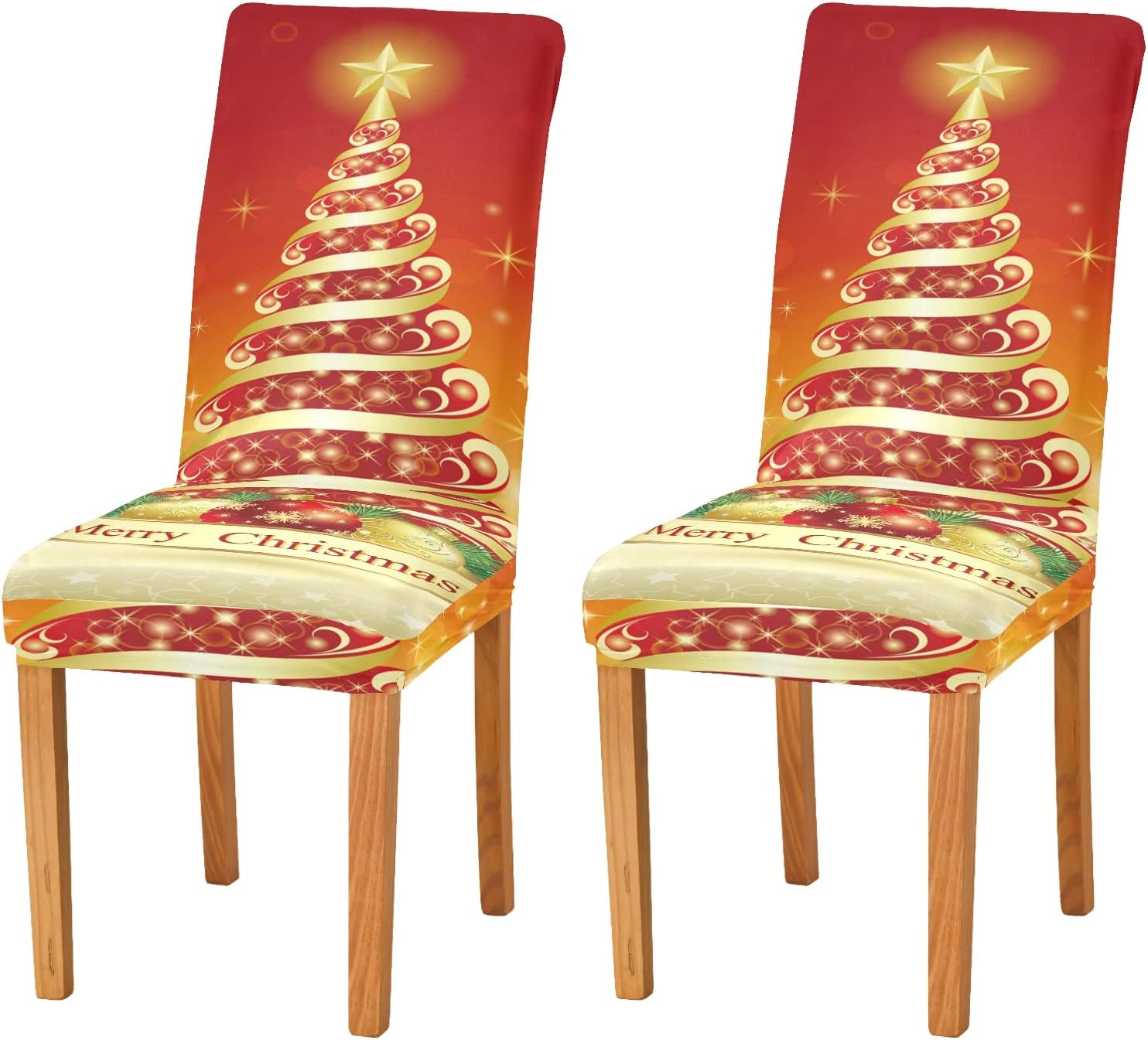 Dreamtimes Christmas Tree Chair Covers for Dining Room Stretch Dining
