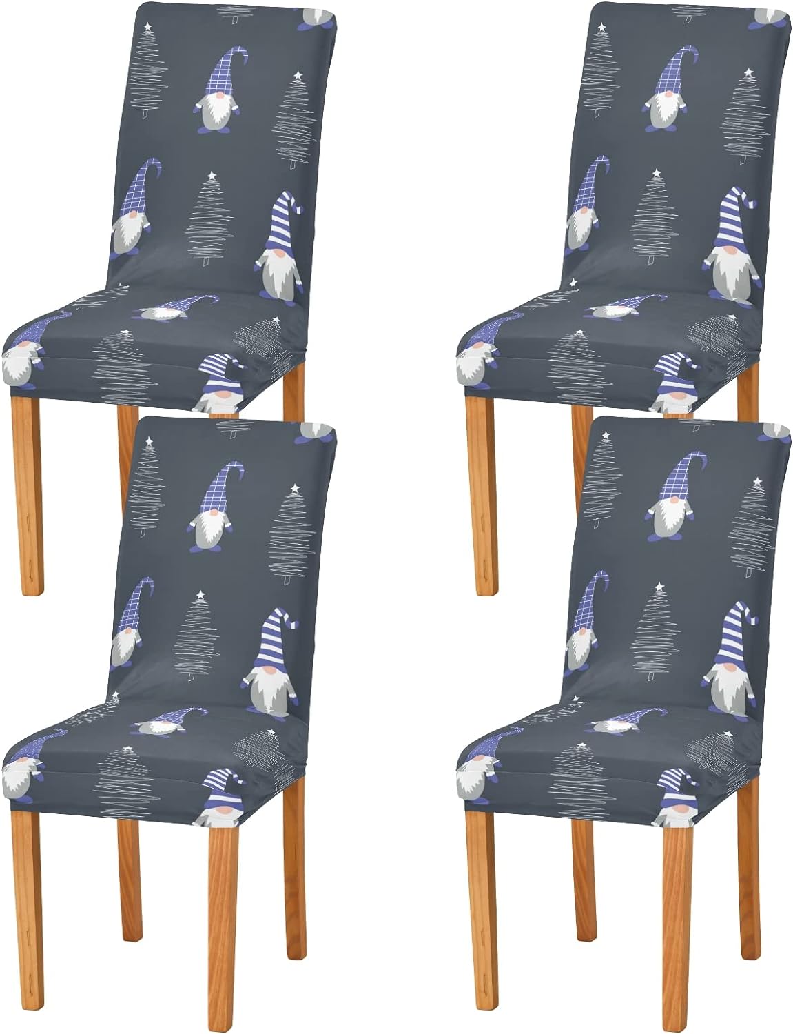 Dreamtimes Christmas Tree Gnomes Chair Covers for Dining Room Stretch