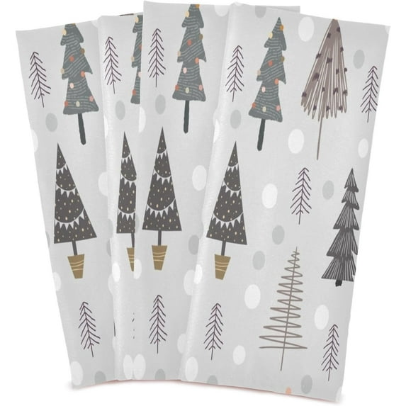 Dreamtimes Christmas Tree Kitchen Towels 18x28inch Ultra Soft Absorbent Quick Drying Kitchen Dish Towels Washable Cleaning Cloths Hand Towels Tea and Bar Towels, 4 Pack