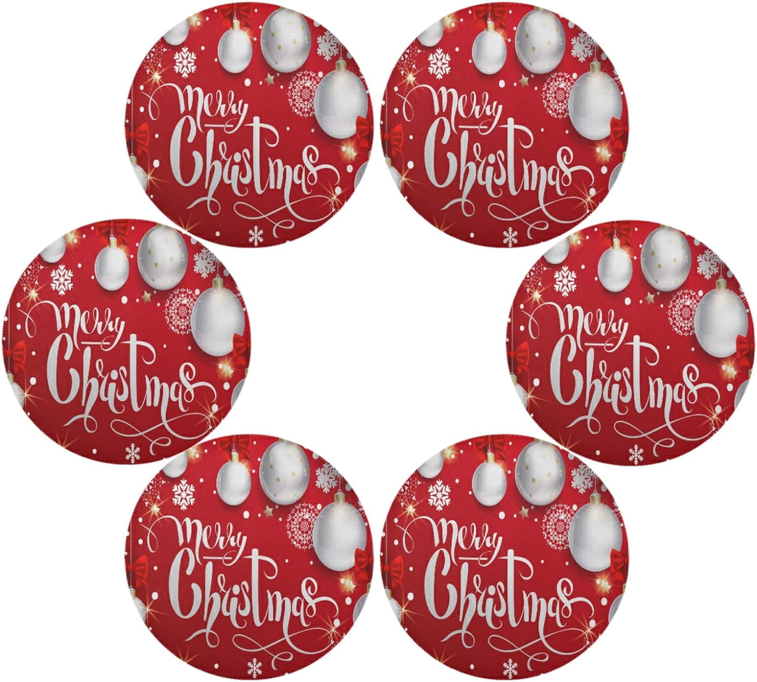 Dreamtimes Christmas Tree Round Placemats for Dining Table NonSlip